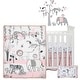 preview thumbnail 2 of 8, Lambs & Ivy Happy Jungle Pink/White Safari Nursery 5-Piece Crib Bedding Set