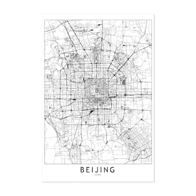 Beijing China Beijing White Map Maps Black White Art Print/Poster - Bed ...