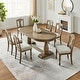 preview thumbnail 16 of 26, Extendable Wooden Dining Table Set with 6 Pieces of Chair Solid Wood Curved Oval for 4-6 People