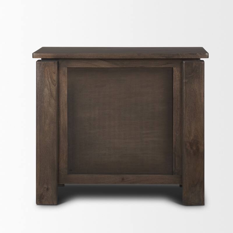 Wallen Solid Dark Brown Wood 3 Drawer Accent Cabinet