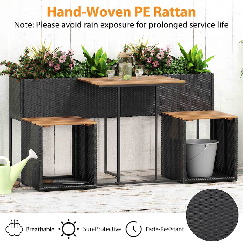 Costway Patio Furniture Set with Raised Garden Bed Built-in Chairs and - See Details