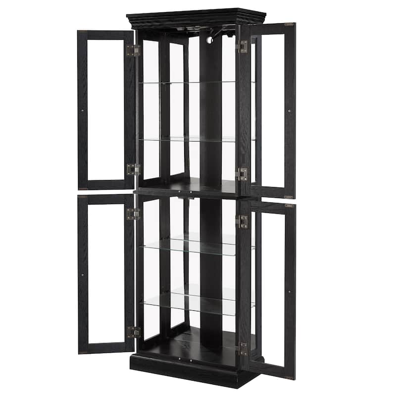 GDF Studio - Tall Curio Cabinet with Adjustable Shelves and 6-Tier Display