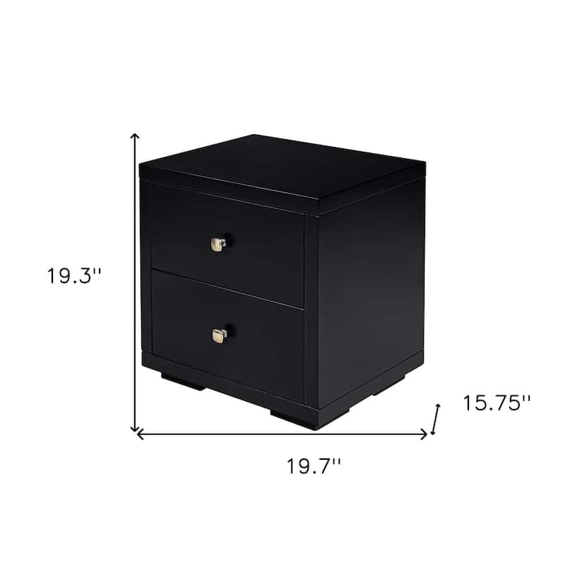 19-Inch Modern Solid Wood Nightstand with 2 Soft Close Drawers for Bedroom or End Table Use