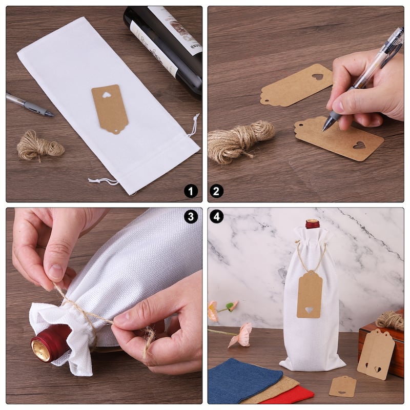 12pcs Burlap Wine Bags, Wine Gift Pouches with Drawstrings