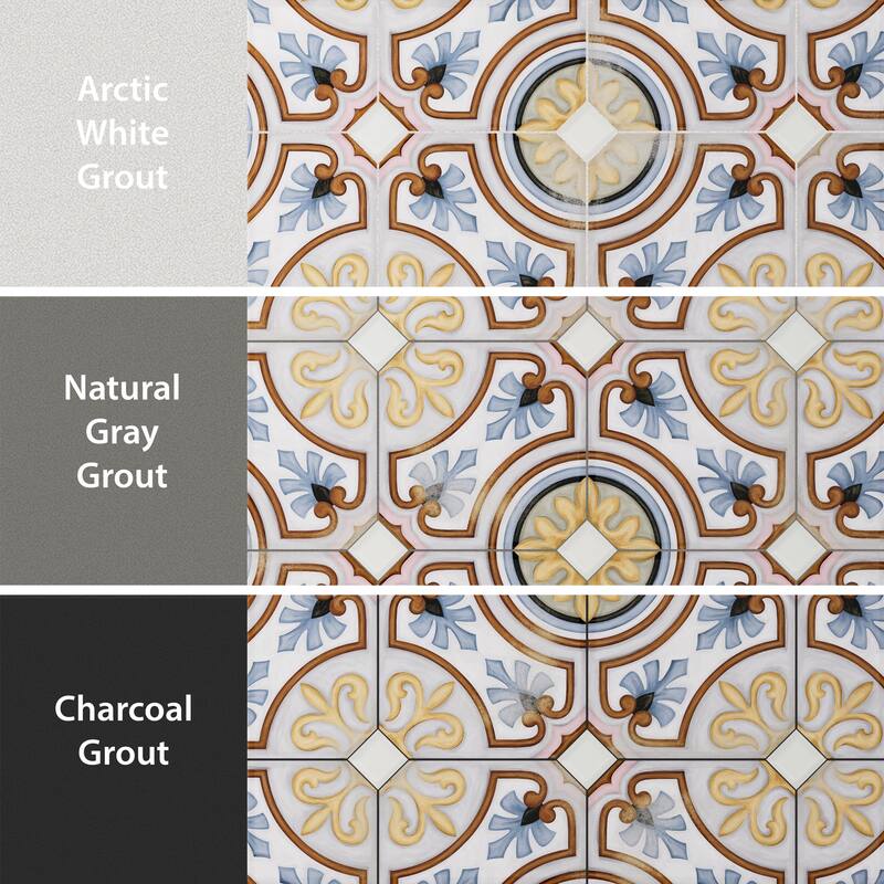 Merola Tile Vaudeville Octagon Deco Diglas with Taco Nacar 7-7/8" x 7-7/8" Porcelain Floor and Wall Tile