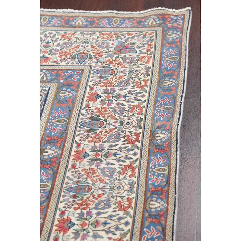 Muted Distressed Paisley Kerman Persian Area Rug Handmade Wool Carpet - 9'8" x 12'6"