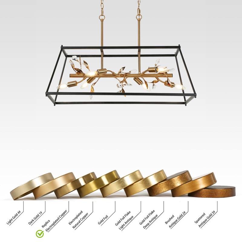 Mid-Century Modern 6-Light Crystal Chandelier Kitchen Island Lights - L 31.5" x W 11.8" x H 20.5"