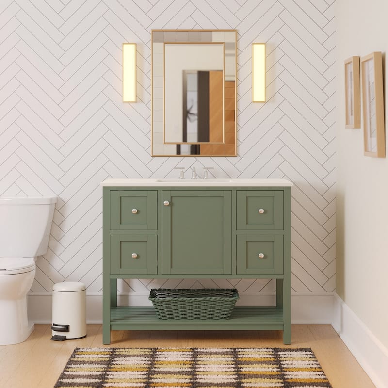 KitchenBathCollection Lakeshore 42" Bathroom Vanity with Engineered White Top