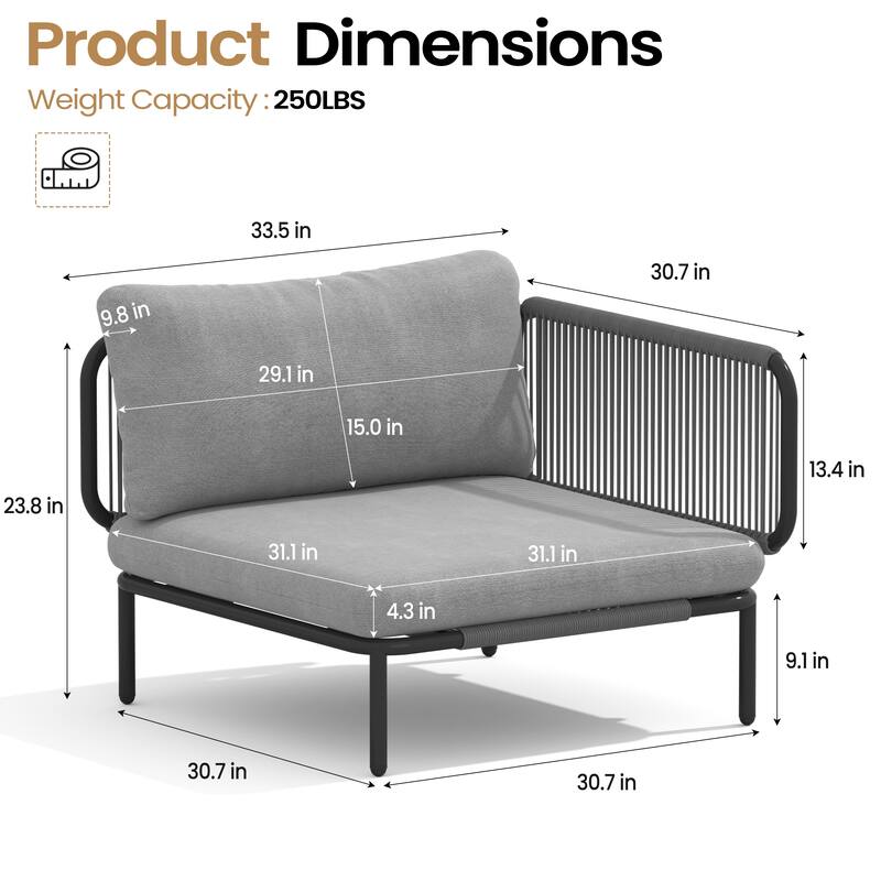 Free Combination Outdoor Patio Sofa DIY Cushion Sectional Furniture