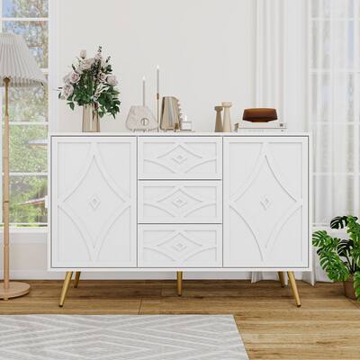2-Door, 3-Drawer Buffet Cabinet - Adjustable Shelf for Living Room or Kitchen Use