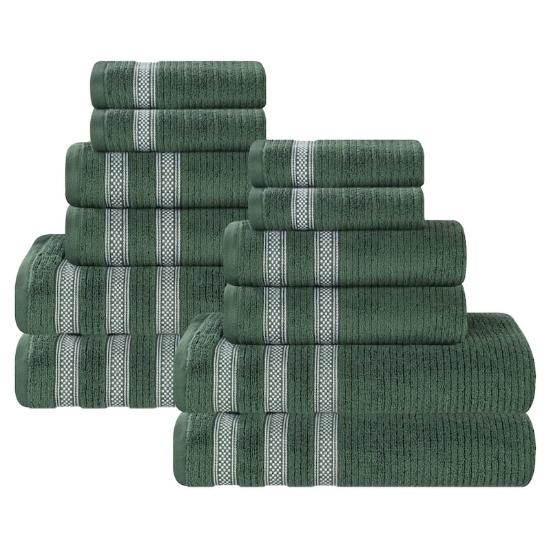 Superior Brea Zero Twist Cotton Ribbed Modern 12 Piece Bathroom Towel Set