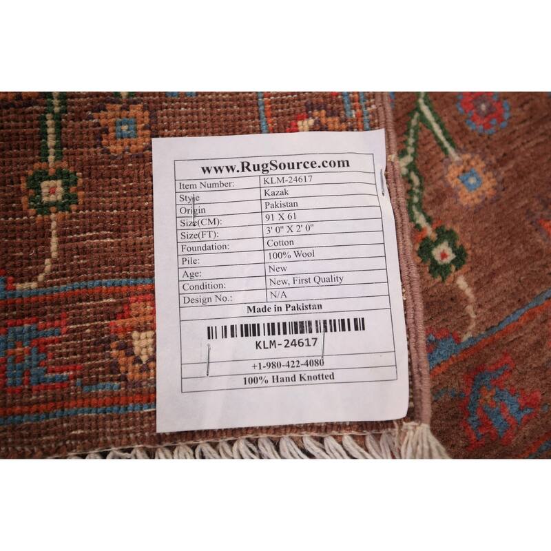 Kazak Oriental Foyer Rug Handmade Traditional Wool Carpet - 2'0" x 3'0"