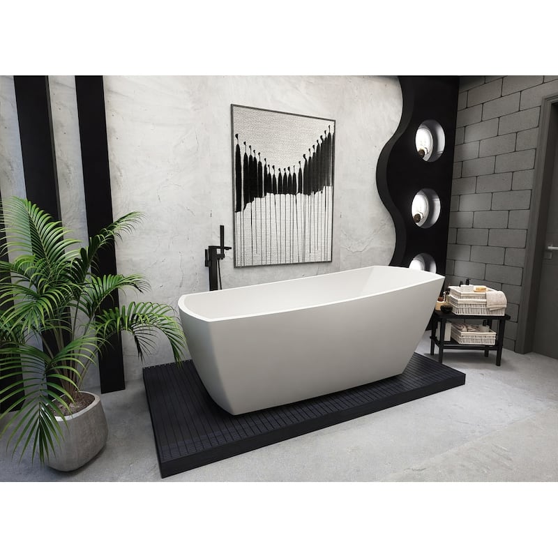 Indigo Home 72 inch Soaking Single Slipper Rectangular Bathtub in Glossy White