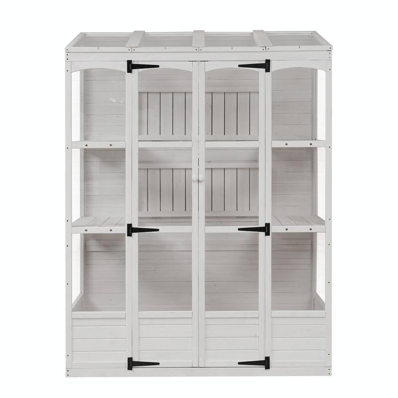 Walk-in Outdoor Greenhouse with 4 Skylights and Folding Shelves