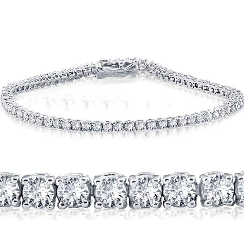 Bliss Diamond 2 cttw Lab Grown Diamond Tennis Bracelet 14 KT White Gold 7" - White - 7 Inch