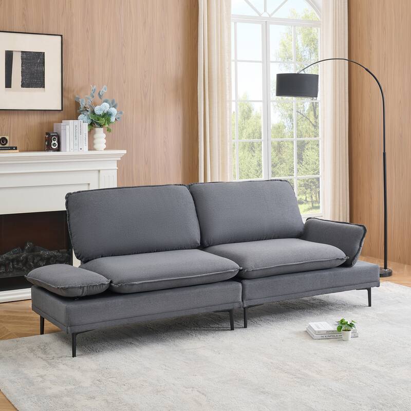 89-inch Dark Grey Polyester Blend Sofa for Offices, Apartments and Living Rooms