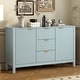 preview thumbnail 2 of 11, Entryway Buffet Cabinet with Wave 2-Door and 3 Drawers, Adjustable Shelves for Stylish Storage