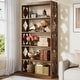 preview thumbnail 11 of 11, 6-Tier Rustic Bookshelf, 70-Inch Wooden 5 Shelf Bookcase - 11.81"D x 31.5"W x 70.47"H