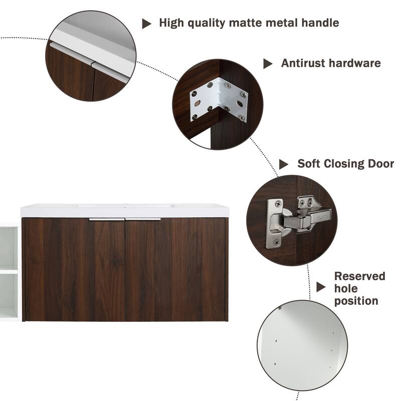 Beingnext 24"/36"/48"/60"/72"/84" Bathroom Vanity with Sink, Floating Bathroom Vanity with Soft Close Door and Shelf