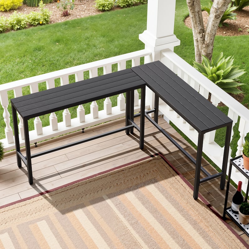 Crestlive Products Patio Outdoor Bar Table Rectangle Pub Table - Black - 55.12 inches long - 2PC