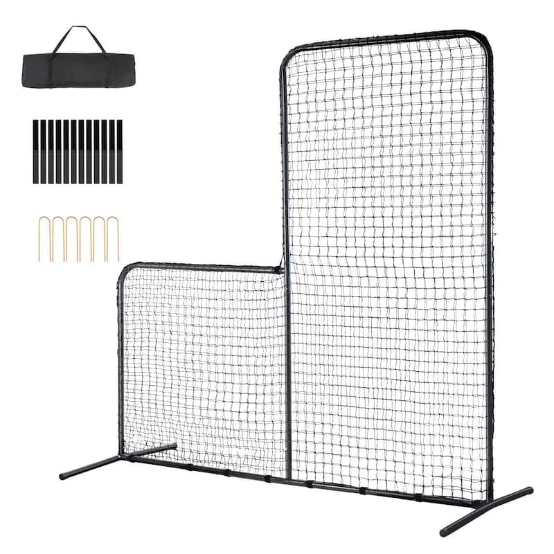 7x7 Feet L Screen Portable Baseball and Softball Safety Screen with Carry Bag