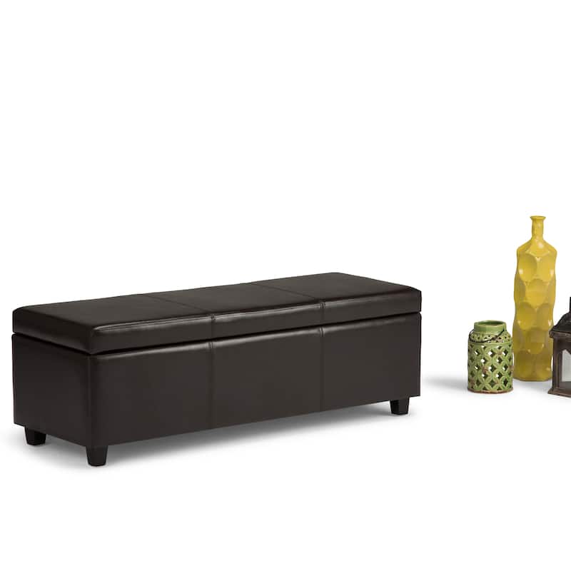 WYNDENHALL Franklin 48-in. Wide Contemporary Rectangular Storage Ottoman - Tanners Brown
