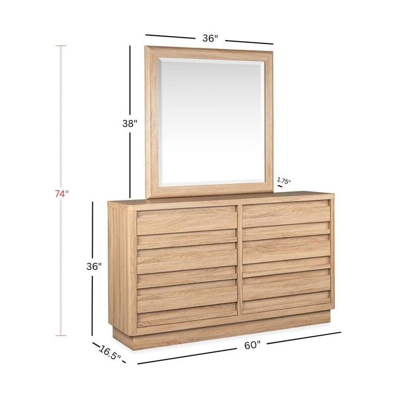 Magnussen Home Brentwood Heights Provincial Brown Double Drawer Dresser with Portrait Mirror