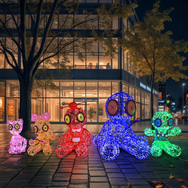 LED Lighted Cat Voodoo Doll Outdoor Halloween Statue - 39" - Pink