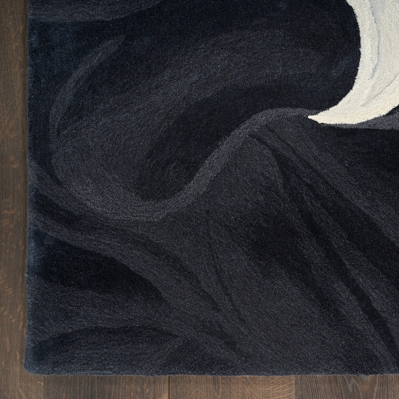 Nourison Prismatic Ivory Black Abstract Chic Hand-Tufted Indoor Rug