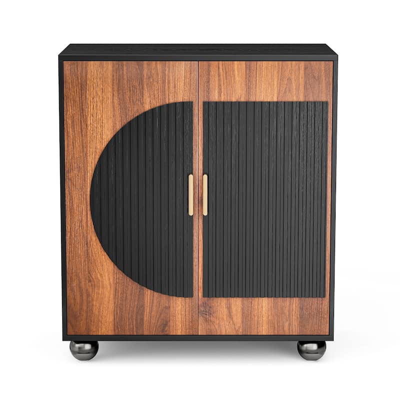 Modular Fluted Buffet Cabinet with Storage, Small Sideboard Table