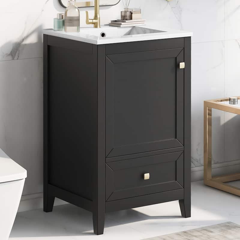 20" Bathroom Vanity with Sink, Bathroom Cabinet with Soft Closing Door, Storage Rack and A Drawer