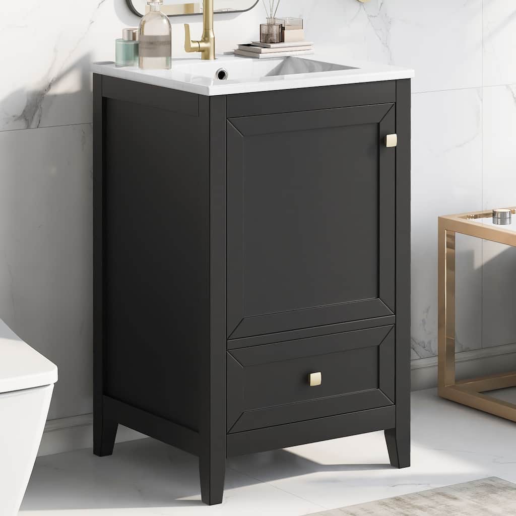 Roomfitters 20" Bathroom Vanity with Sink Cabinet with Soft Closing Door Drawer and Storage Rack