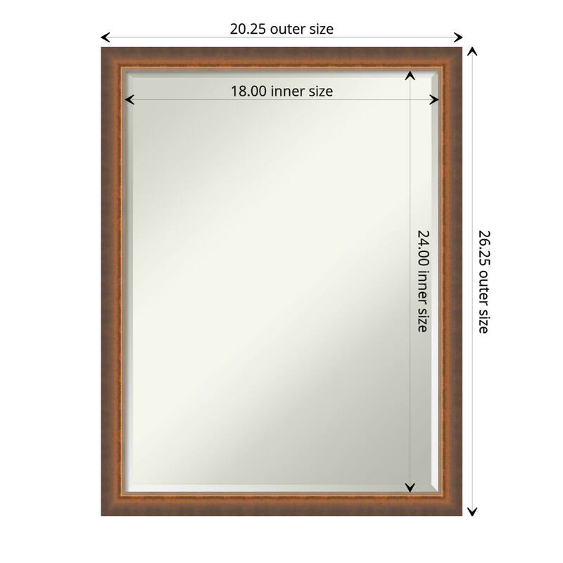 Two Tone Half-Inch-Bevel Wood Framed Bathroom Vanity Wall Mirror - Glass Size 18x24 - Two Tone Bronze Copper