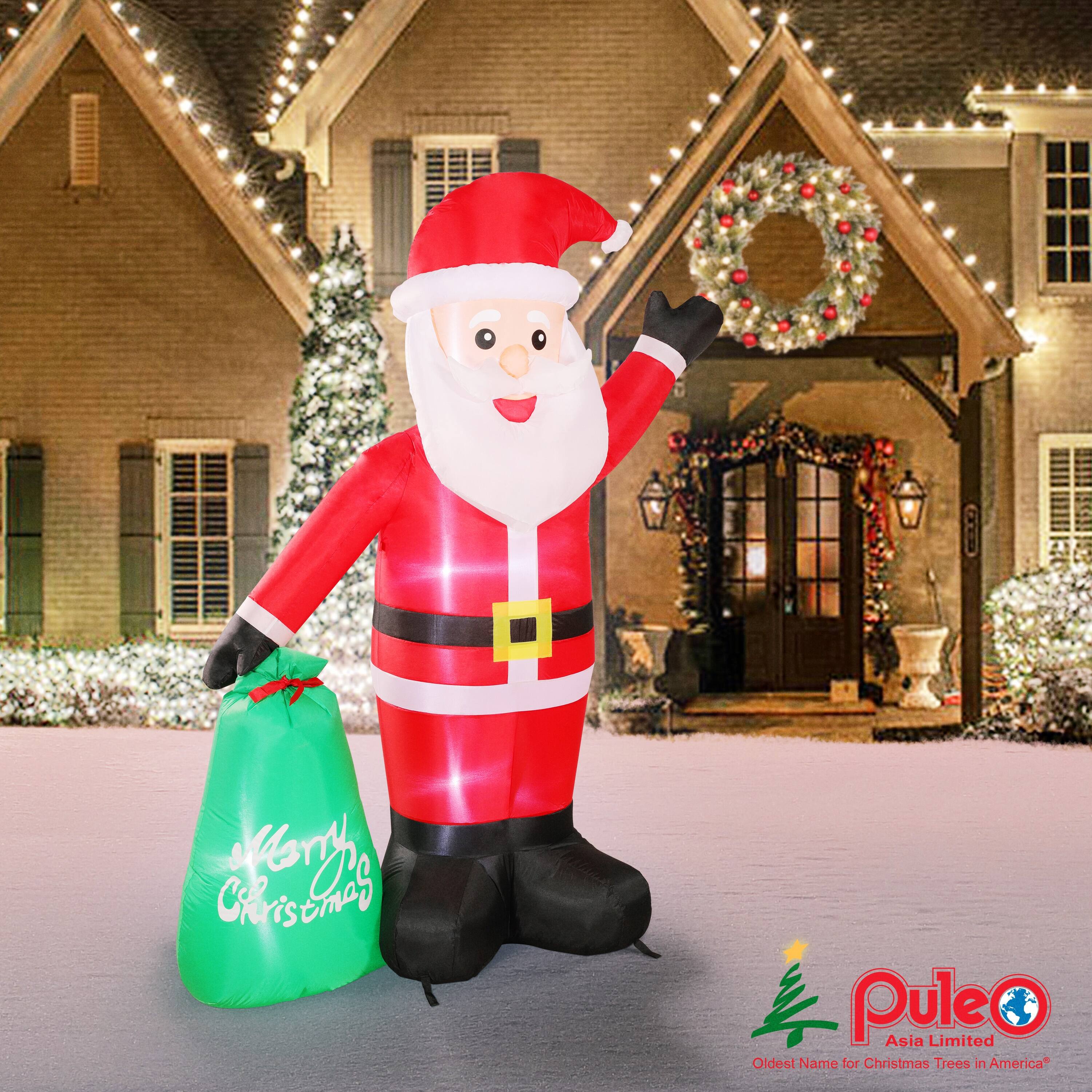 Puleo International 6 ft. Lighted BlowUp Inflatable Santa Clause On