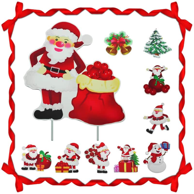 10PCS Christmas Decorations Outdoor Yard Signs Stakes Decorations