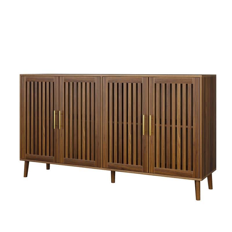 63" Sideboard Buffet Cabinet, Multifunctional 4 Doors Accent Cabinet