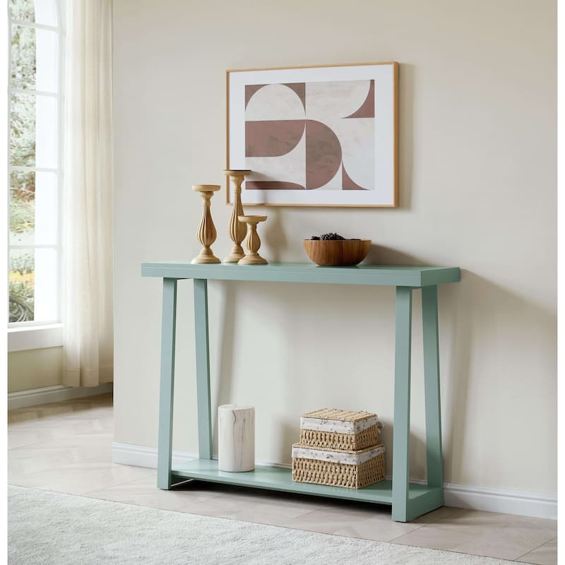 Emma Collection Wood 36" Modern Console Table with Shelf - Ice Blue