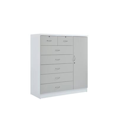 48.25" Gray Rectangular 7-Drawer Chest with Locks and Door