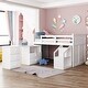 preview thumbnail 3 of 25, Low Study Twin Size Loft Bed with Storage Steps and Portable, Desk