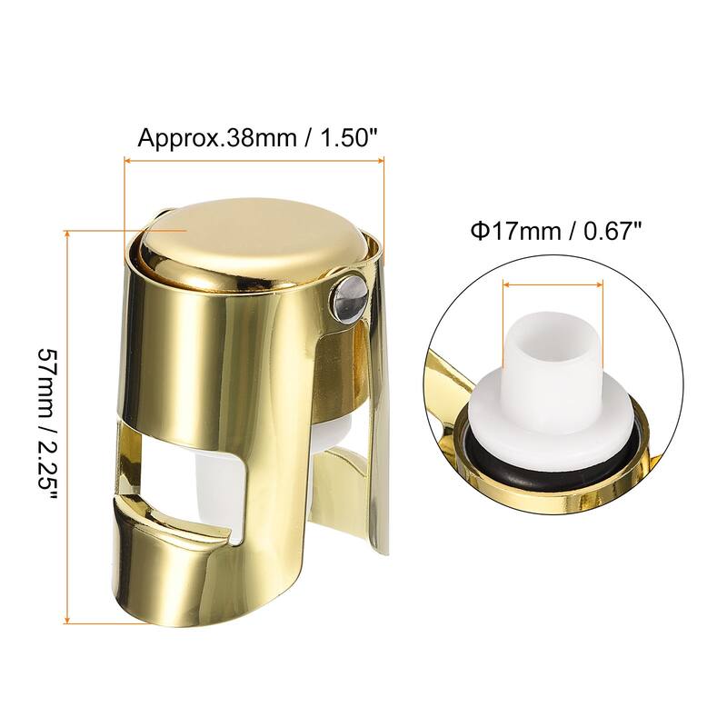 17mm/0.67" Stainless Steel Champagne Stopper for Sparkling, Long Plug - Champagne