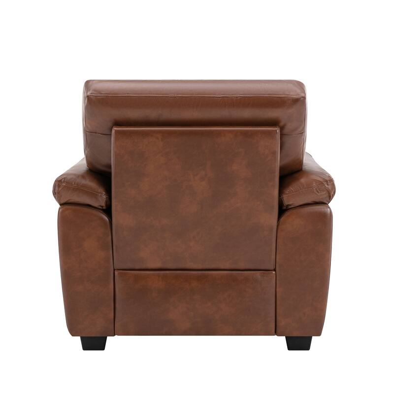 Morden Fort Upholstered Living Room Set, 2 Pieces, Faux Leather Chair, Sofa