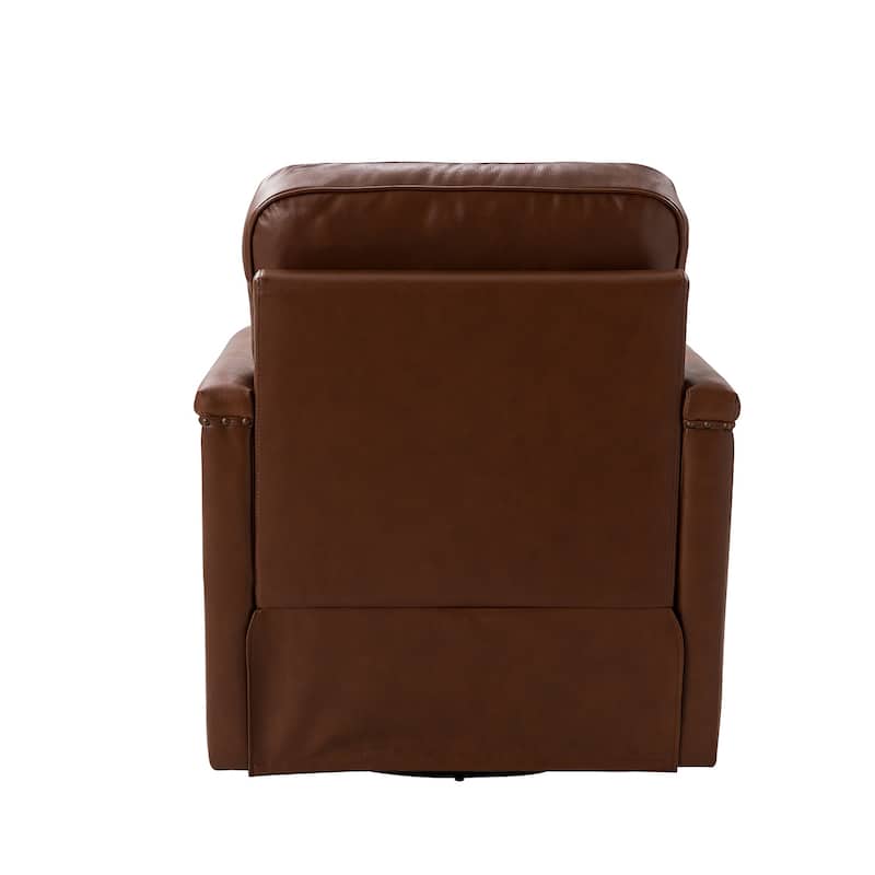 Rita Classic Genuine Leather Swivel Armchair With Nailhead Trims Set Of 2 By HULALA HOME