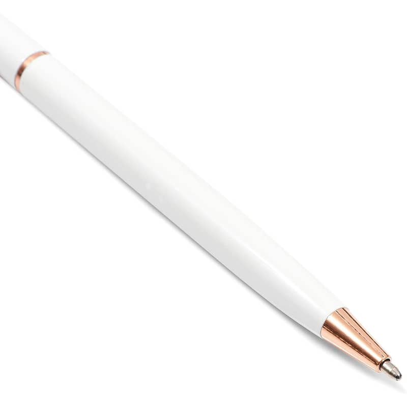 Paper Junkie White Ball Point Pens and Rose Gold Gemstone (8-Pack)