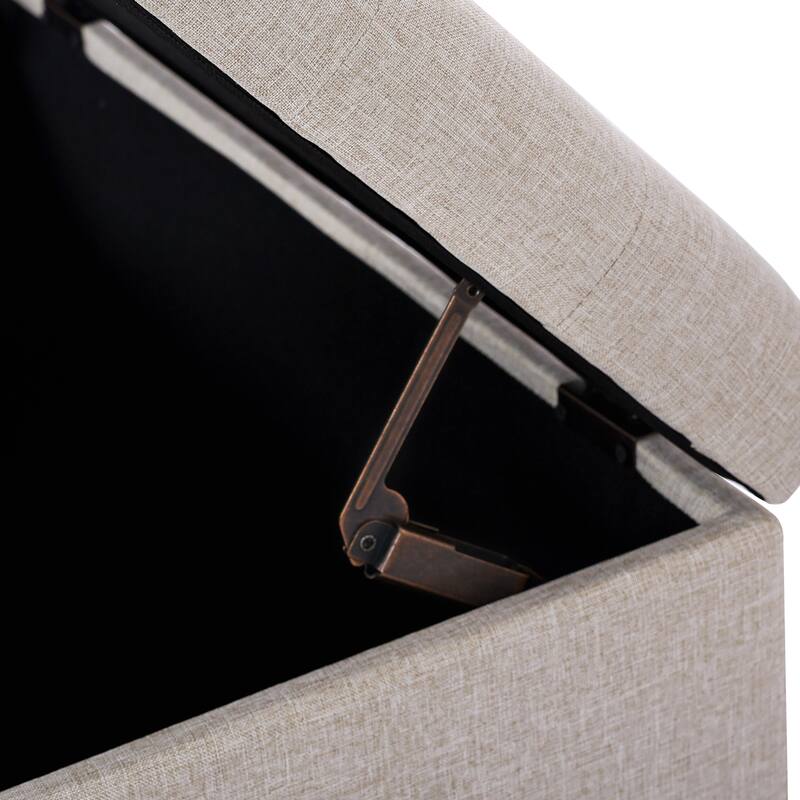 Adeco Rectangular Storage Ottoman Faux Leather Bench Lift-top Footrest