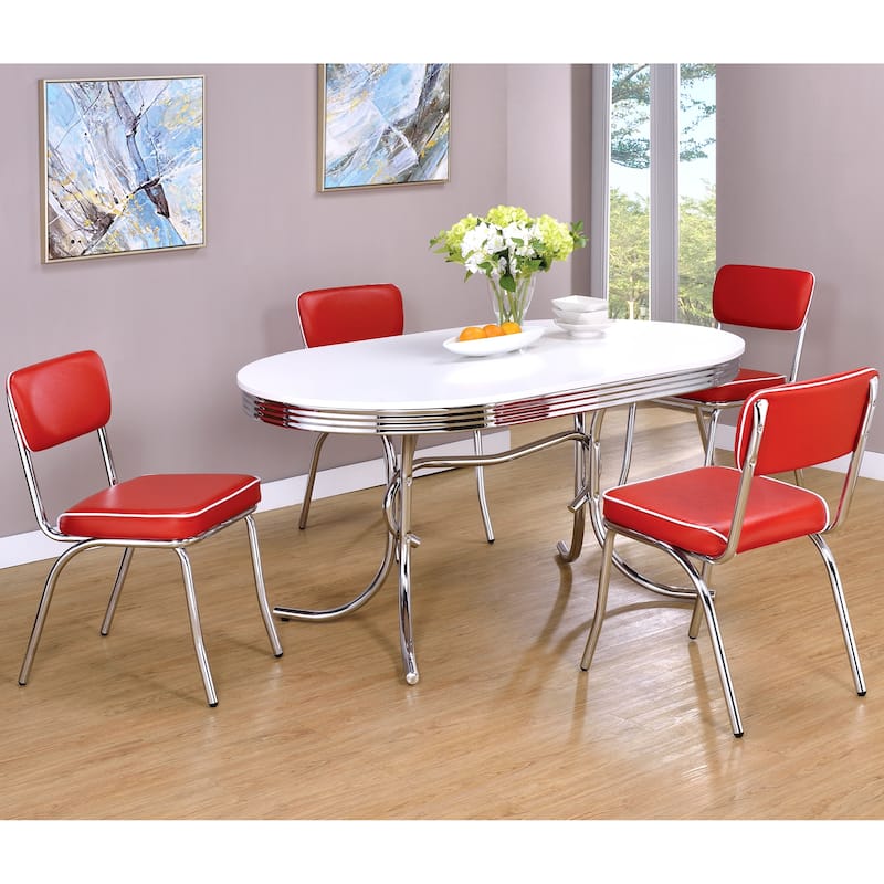 Nostalgic Vintage Bistro Design Chrome Base Dining Set