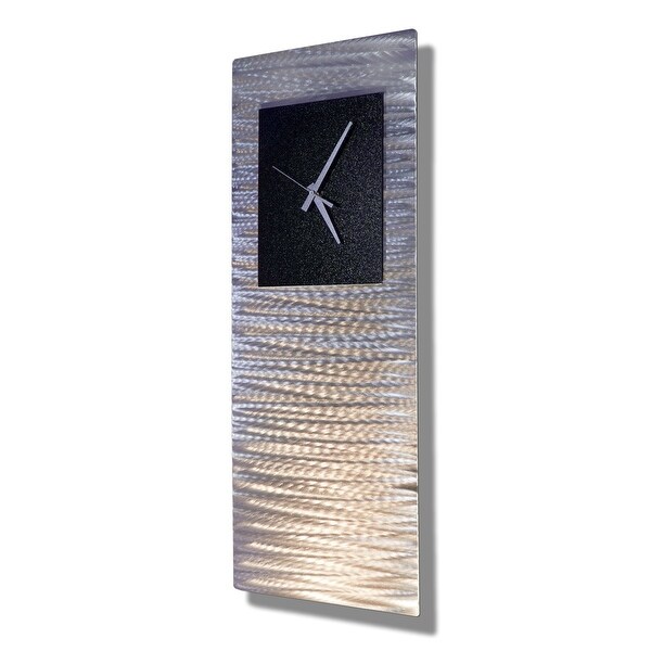 Modern Metal Wall Clock Art Silver Black Wall Sculpture Clock