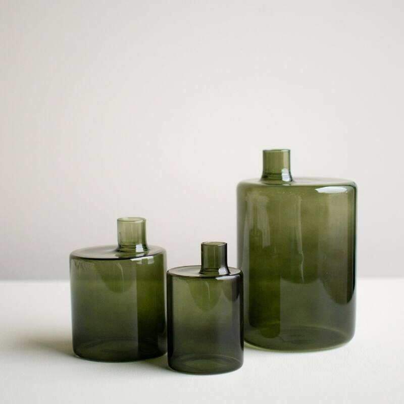 Extra Large Glass Bottle Vase - 8.25" - Green