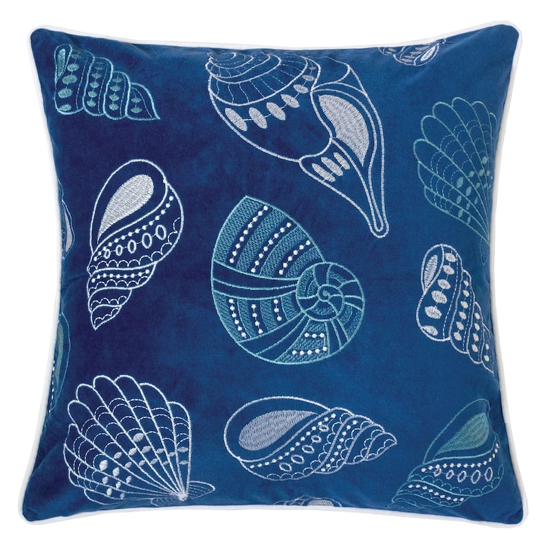 Vincent Nautical & Coastal Fabric Sea Shell Accent Pillows by Porch & Den (Set of 2) - Blue