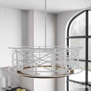 Hunter Langwood 30" 6-Light Round Chandelier - Dining Room, Entry - Caged, Contemporary, Modern Farmhouse, Transitional