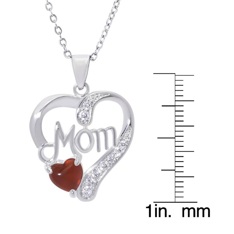 Victoria Townsend Silver Plate MOM Heart necklace with Heart shaped Stone